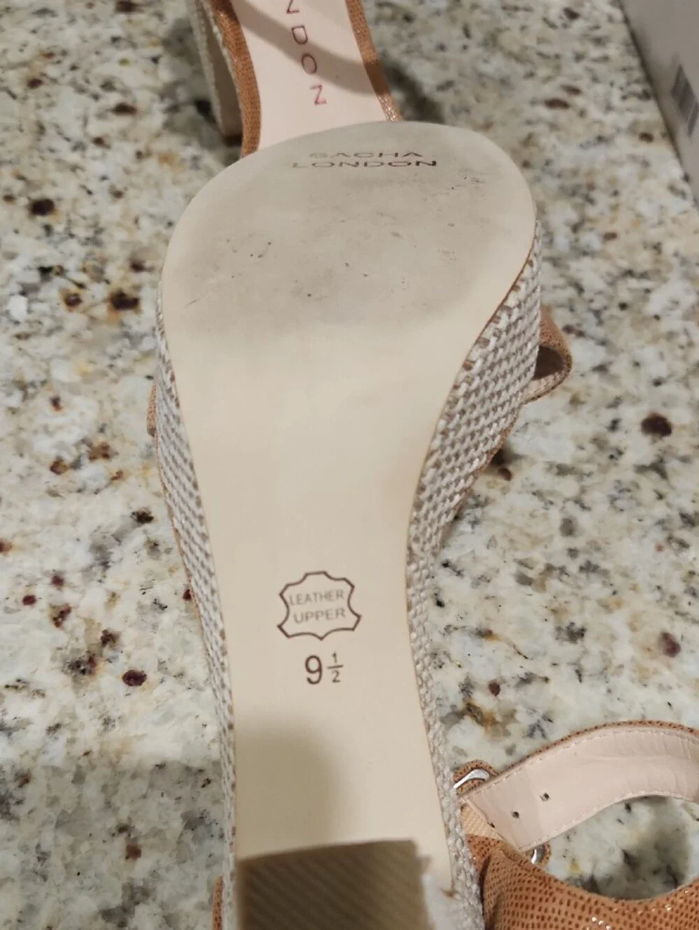 Sascha London Tan Suede Platform Ankle-Strap Heels